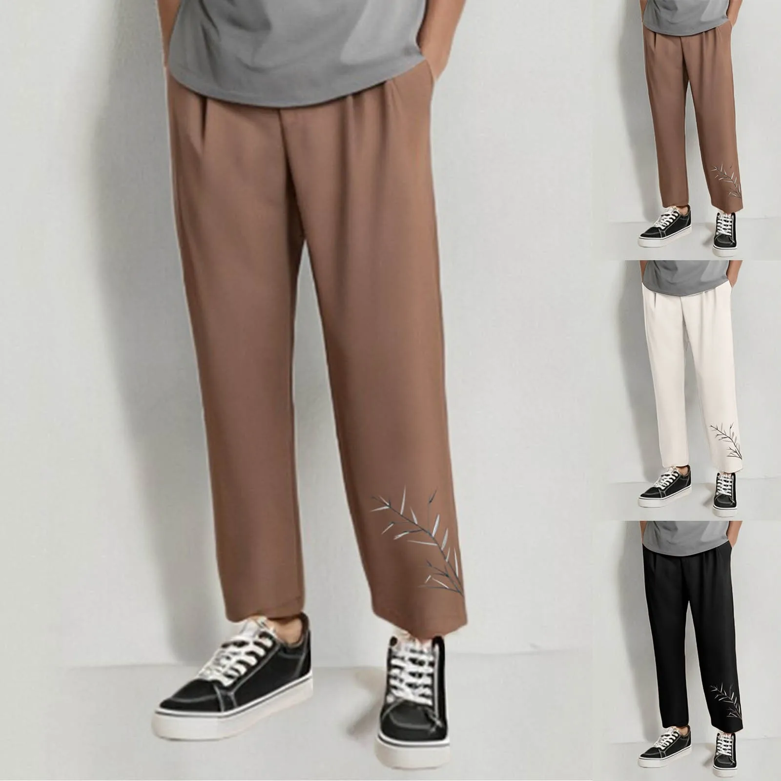 Men's Casual Trousers New Ice Silk Drape Embroidered Loose Men's Trousers 12 Sock
