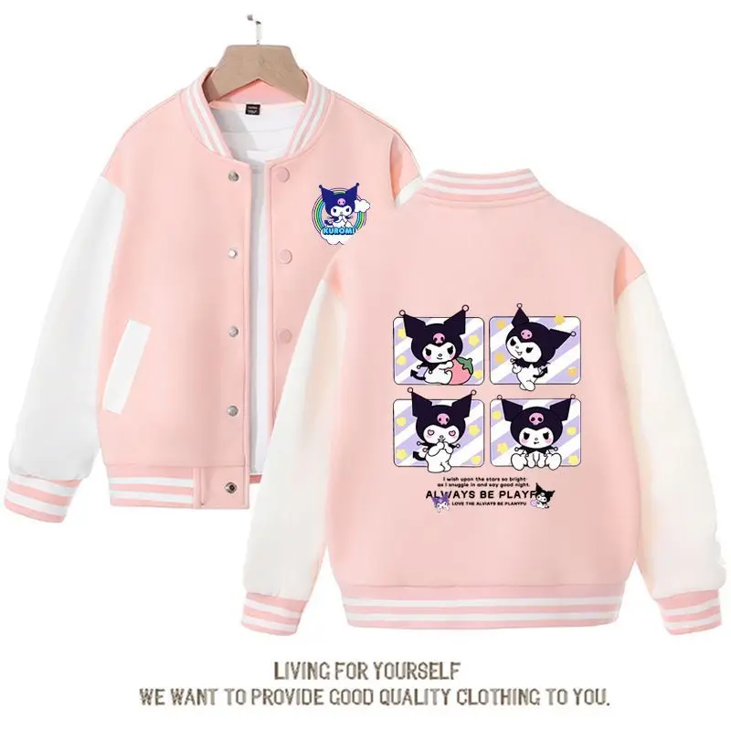Kuromi Jacket Baseball Cotton Long Sleeve Sanrio Cartoon Casual Cute Student Coat Anime Spring