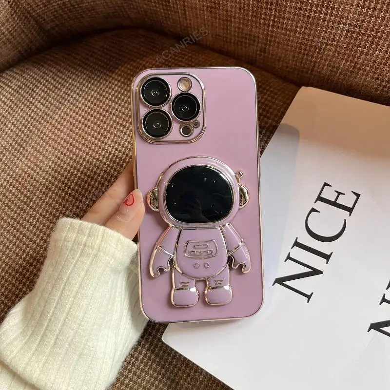 Astronaut Holder Luxury Plating Silicone Stand Case
