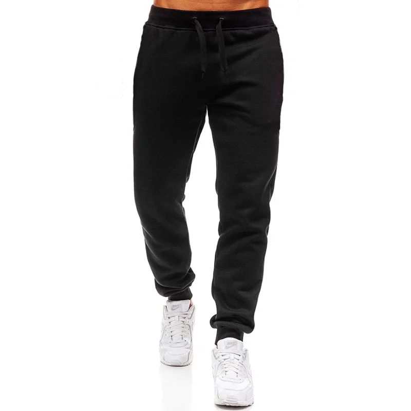 Men's fitness pants, men's large size casual pants, solid color, European and n sports pants