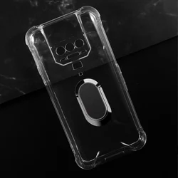 Durable Back Ring Holder Phone Cover - TPU Soft Silicone Case for FOR Cubot KingKong 8 (Clear Tpu A Black)