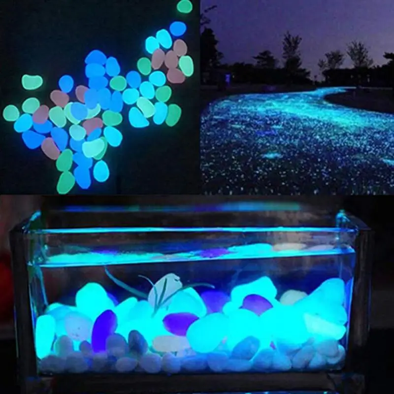 Glow Pebbles Fish Tank Aquarium Rocks Decor 200pcs Mini Decorative Stones Glow In The Dark Pebbles Small Glowing For