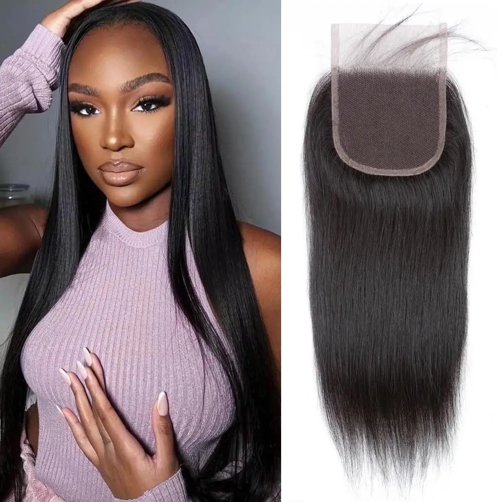 Lace Closure 4x4 HD Lace Closure Straight Human Hair Brazilian Virgin Hair Free Part Human