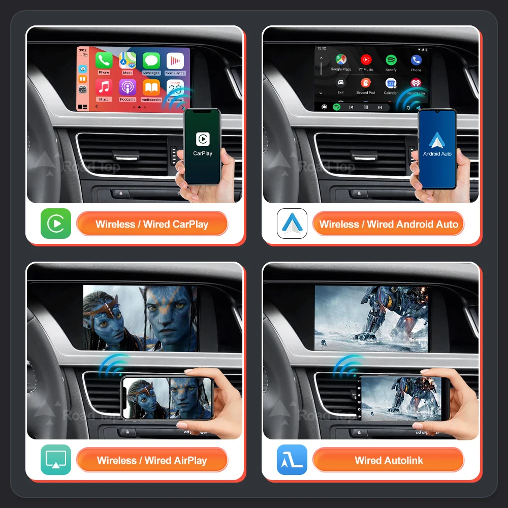 Wireless  Carplay for Audi A4 A5 Q5 2009-2015, with Android Auto Interface AirPlay Mirror Link YouTube Car Play Functions — view 3
