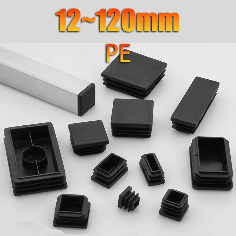 Square Pipe Plug Black Blanking End Caps Rectangular Pipe Tube Cap Insert PlugsTable Chair Furniture Foot Cover Decorative Dust