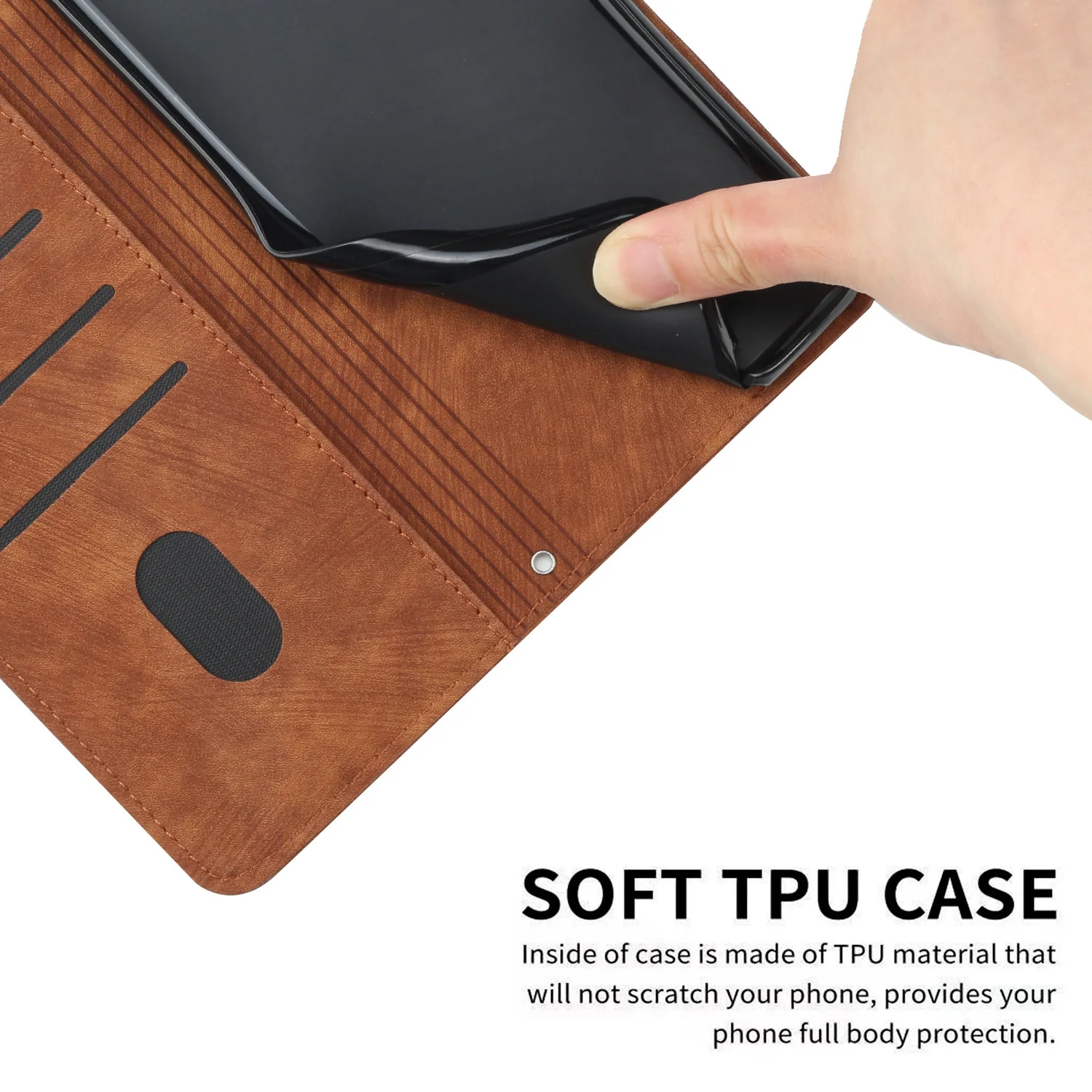 Geometric Line Leather Wallet Case Book with Flip Cover