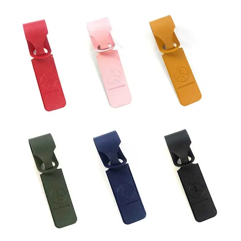 Luggage Tag Men Women PU Leather Portable Suitcase Identifier Label Baggage Boarding Bag Tag Holder Travel Accessories