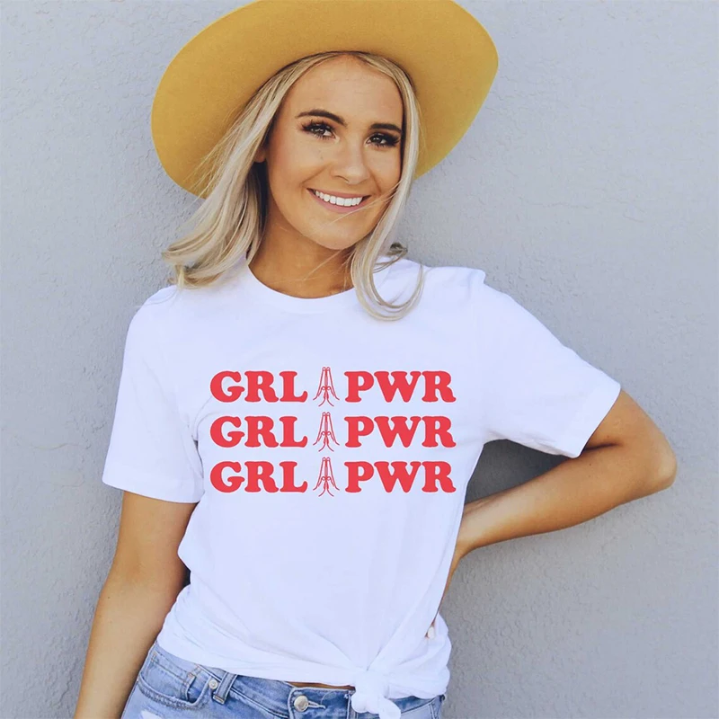 

Забавная женская футболка Grl Pwr с принтом девушки и силы, хлопковая модная футболка с принтом в стиле Харадзюку для женщин, женские футболки, графическая футболка, Прямая поставка