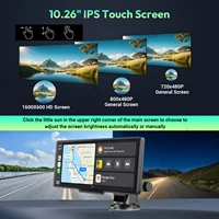 4K 10,26" Écran Tactile Caméra de Tableau de Bord Voiture Apple CarPlay Android Auto Sans Fil Double Objectif Enregistreur Vidéo Dash Cam DVR Pour ISO Android 5