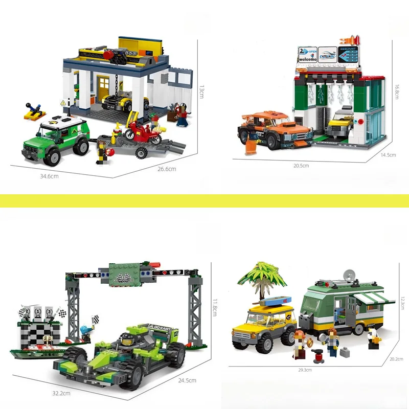 자동차 시리즈 MOC 블록 장난감, 정비소/세차장/RV 조립 차량 DIY 모델 브릭, 소년들을 위한 휴일 선물