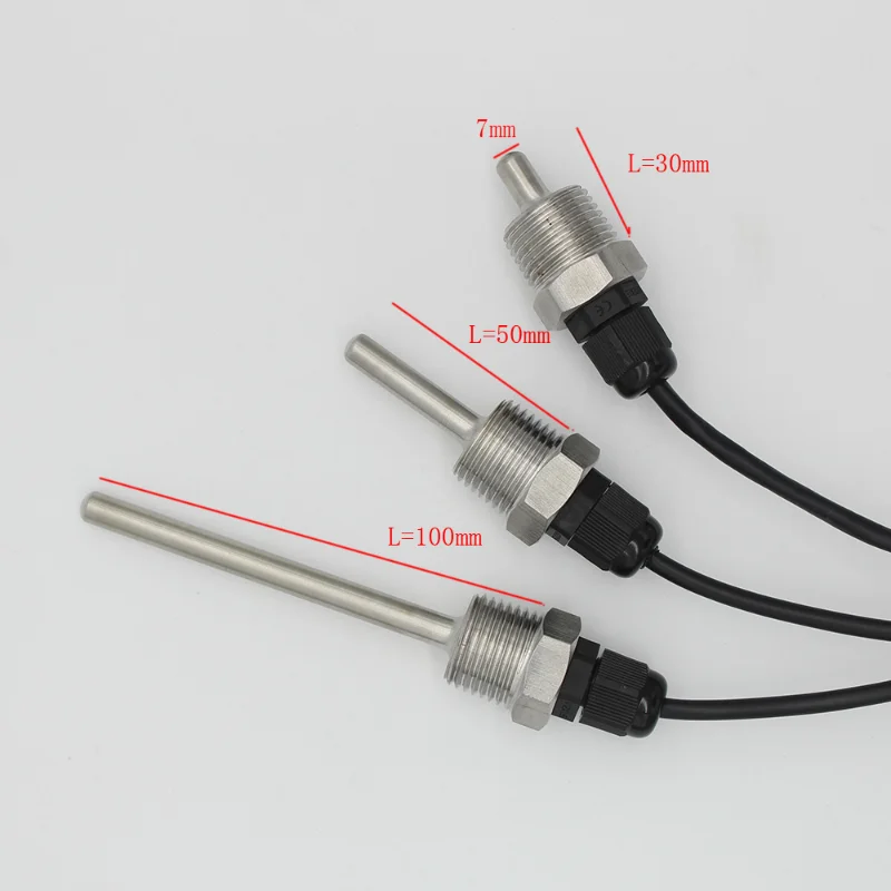 

1x DS18B20 Digital Temperature Sensor G1/2" Thread Probe DIA=7mm 1m PVC 3-core Wire SUS304 Stainless Steel Shell L30-150mm