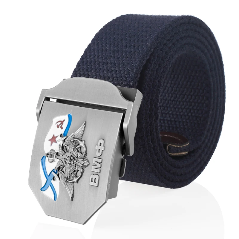 SupSindy Männer Frauen Canvas Gürtel 3D Russische Marine Metallschnalle Jeans Bund UdSSR ВМФ Militärsoldaten Taktische Gürtel Männlicher Riemen – Detail 5