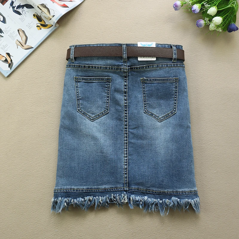Women Denim Skirt 2024 Spring Summer High Waist 2024 Autumn Baggy Jeans Skirts Irregular Tassels Mini Skirt Ladies Falda Jupe