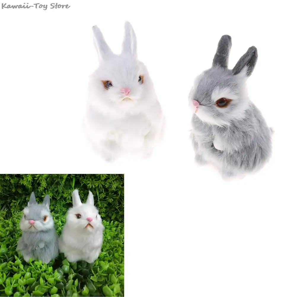 11cm Simulation Mini Pocket Toy Cute Artificial Animal Small Rabbit Plush Toys With A Frame Kids