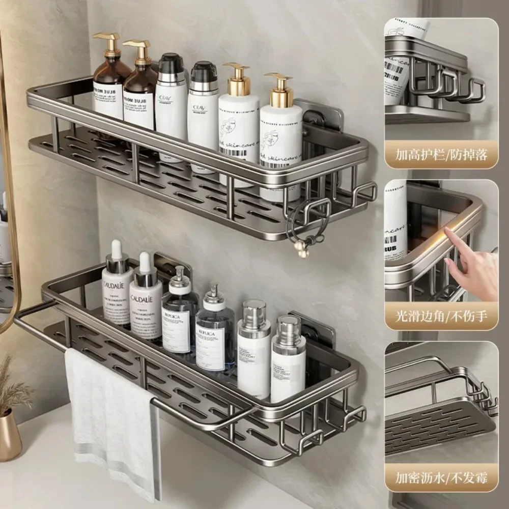 Bathroom Storage Wall Mount Shampoo Makeup Storage Holder Bathroom Accessories No Drilling Wall Shelf Shower Holder for WC Racks 3