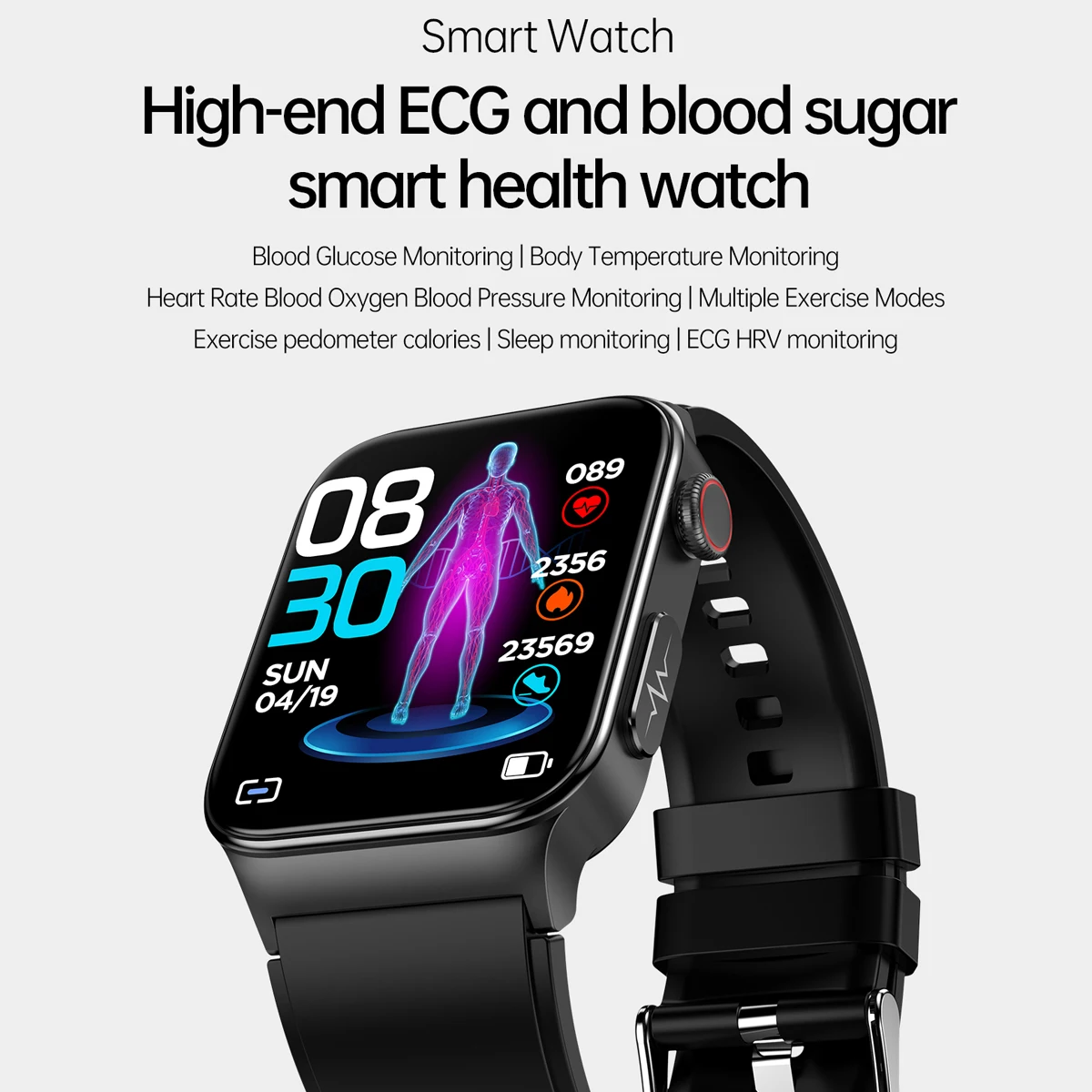 

2023 New Blood Glucose Monitor Health Smart Watch Men ECG+PPG Blood Pressure Measurement IP68 Waterproof Sport smartwatch Ladies