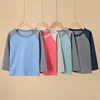 1/4 Pack 2025 New Spring and Autumn Children's Color Matching Long-sleeved T-shirt for boys and girls casual Joker T-shirt 2