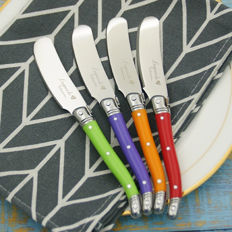 4pcs Laguiole Butter Knife Cheese Spreader Cake Cutter Slicer Rainbow Mini Caking Pasty Tool Kitchen Bar Restaurant Cafe Helper