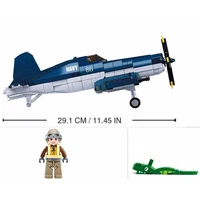 World War II WW2 US Vought Corsair F4U Fighter Propeller Airplane Building Block Battle Bomber Military Weapons Model Brick Toy 5