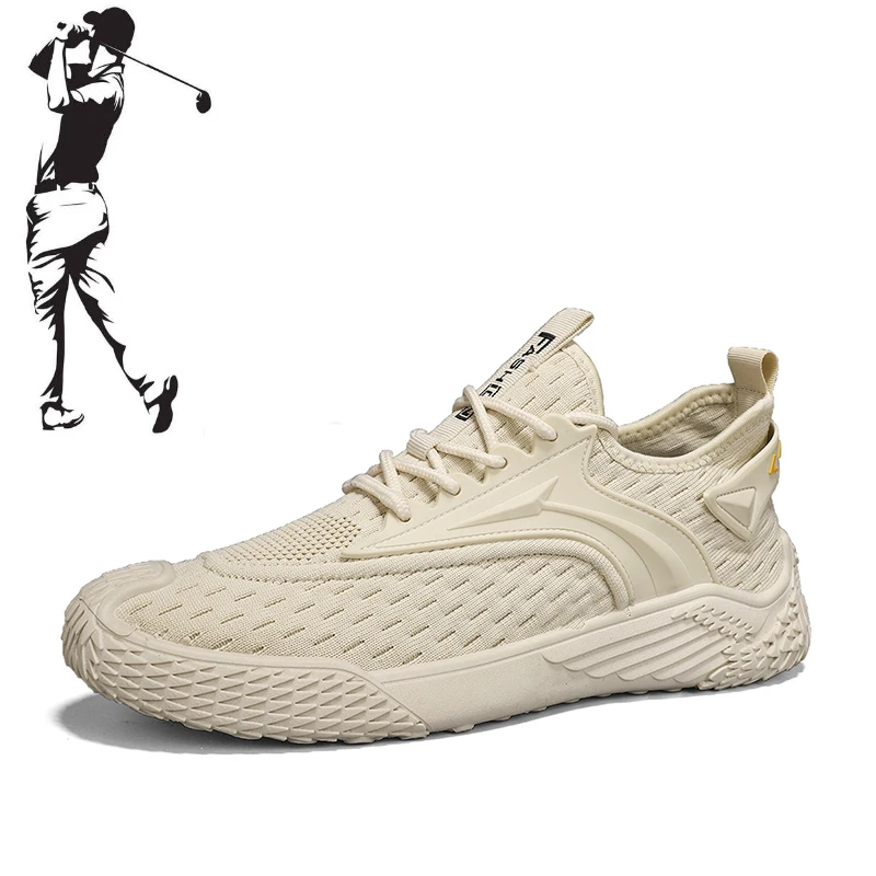 

Golf Shoes, Men's Lace Up Mesh Breathable and Comfortable Casual Walking Shoes, Outdoor Jogging Shoes