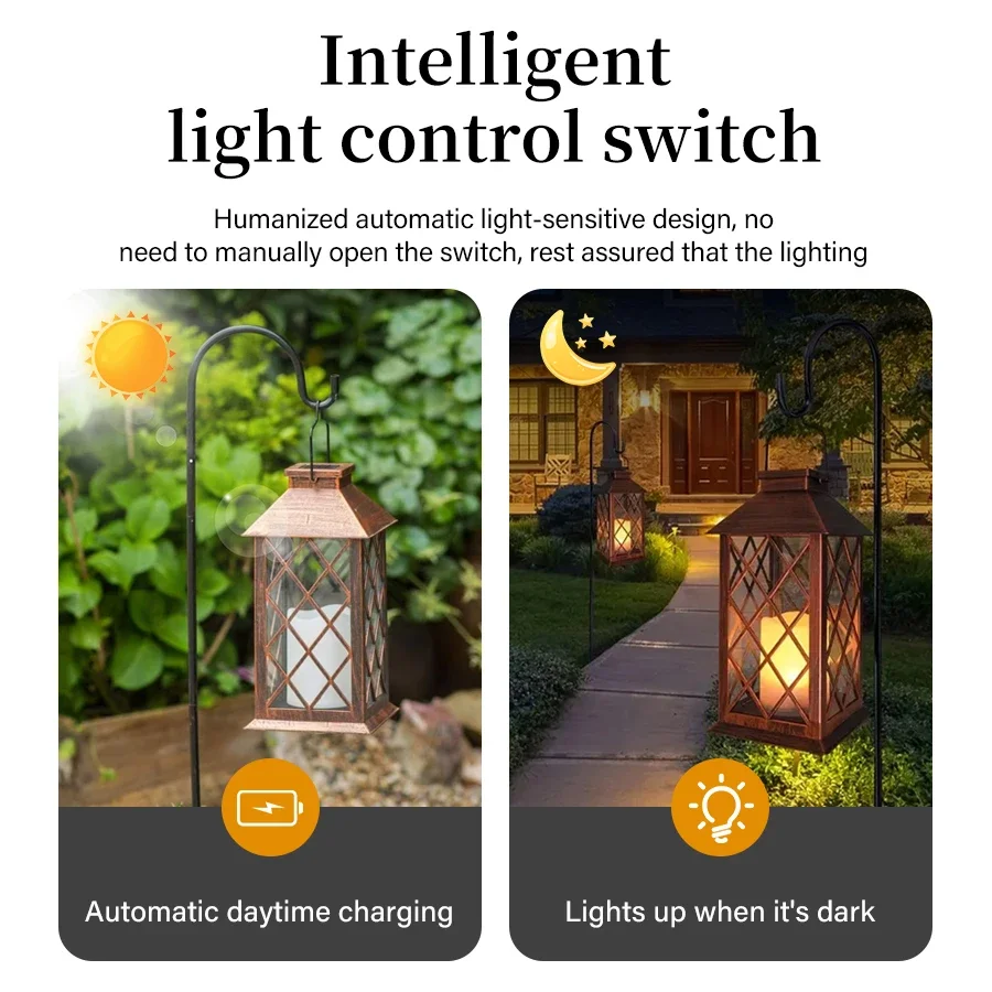 Solar Palace Lantern Outdoor Solar Lights Lawn Landscape Hanging Atmosphere Candle Lamp Waterproof Floor Yard Garden Decor