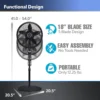 NEW Oscillating Cyclone Pedestal Fan, Adjustable Height, Timer, Remote Control, 3 Speeds, for Bedroom, Living Room Home Office 3