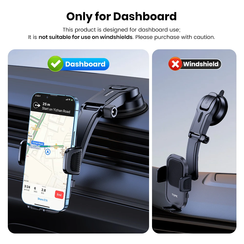 Car Phone Holder Mount,Upgraded Cell Phone Holder for Car Dashboard Compatible w