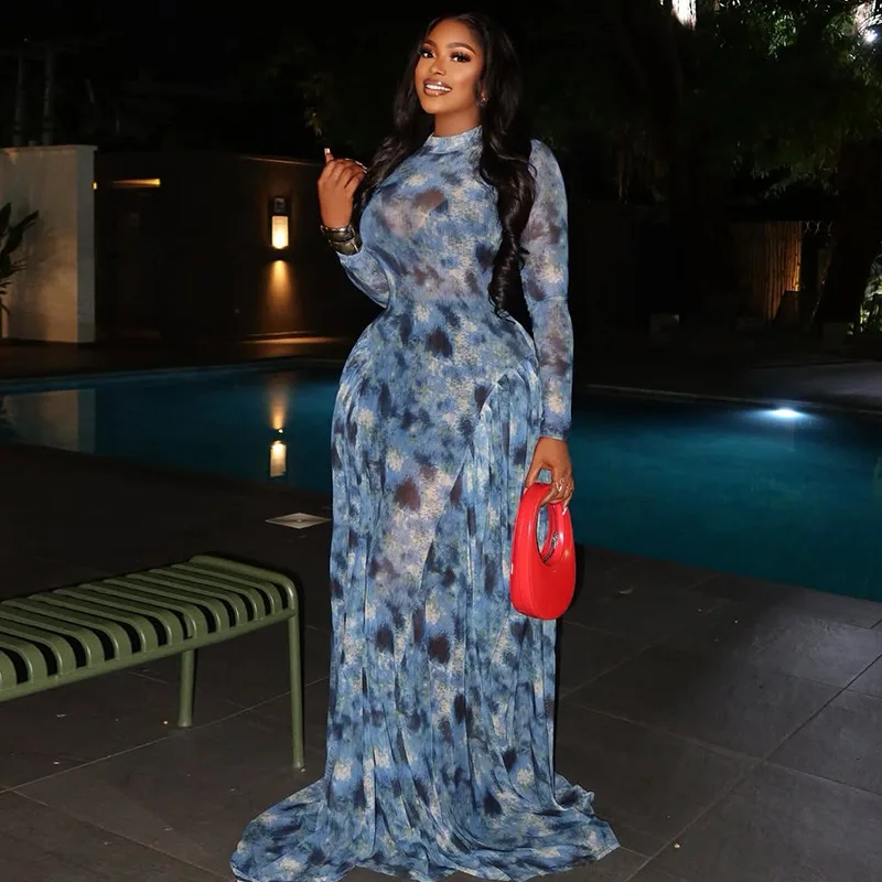 فستان ميدي حرير مطبوع فاخر