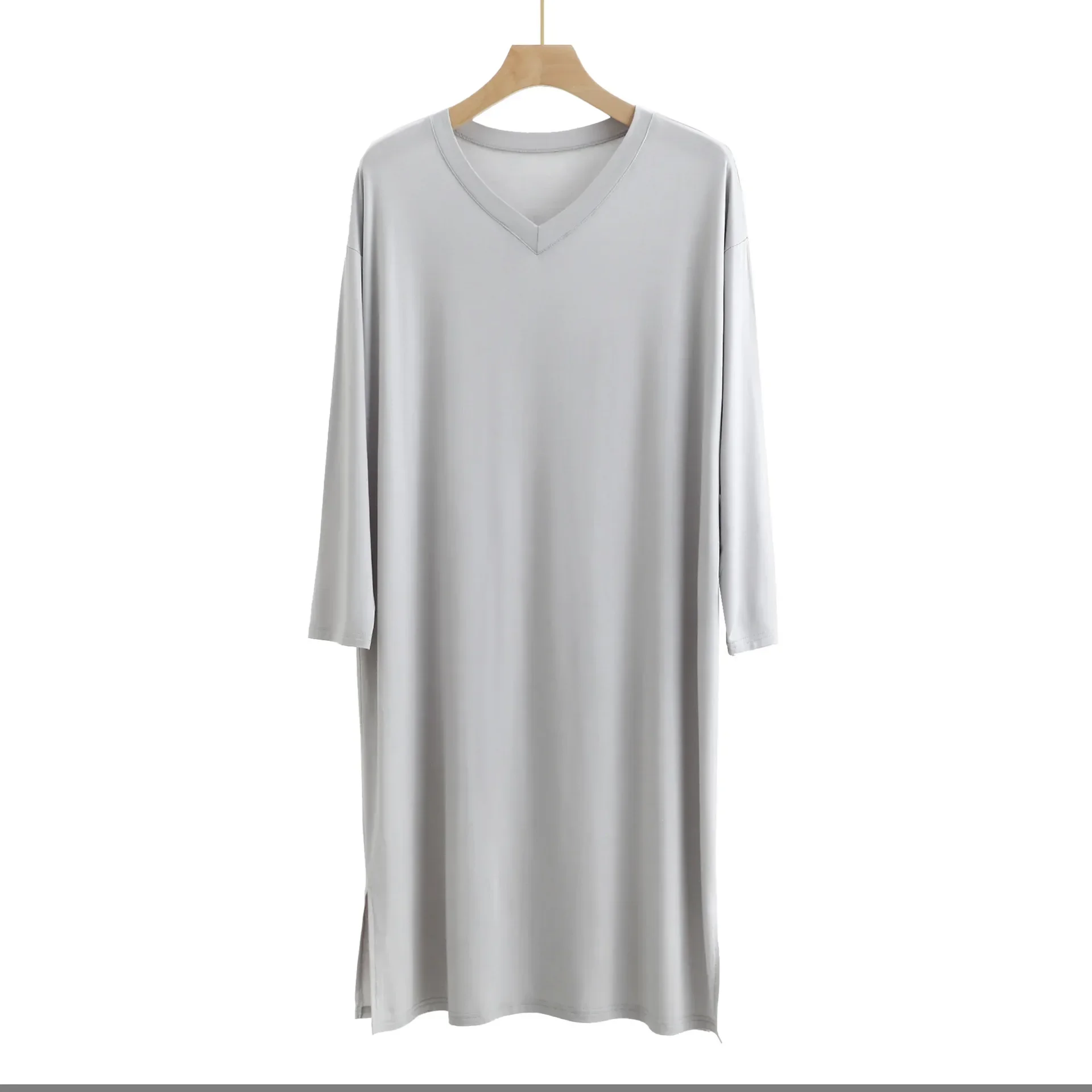Modal Men's Pajamas Long Style V-Neck Long Sleeves Large Size