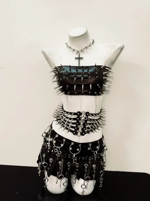 Spikey Strapless Top Waspie Belt and Skirt 5