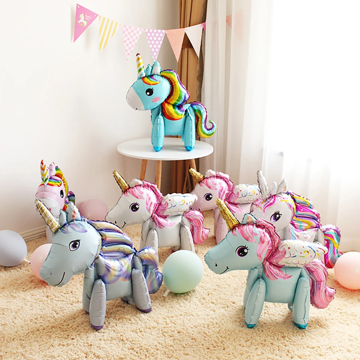 Aluminum Foil Balloon Birthday First Anniversary Party Decoration Cartoon 3D Unicorn Pauli Pegasus