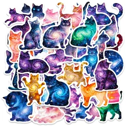 Pack of 10/30/50 Cute Starry Sky Cat PVC Stickers - Aesthetic Stationery Decoration for Kids Scrapbooking and School Supplies (10PCS)