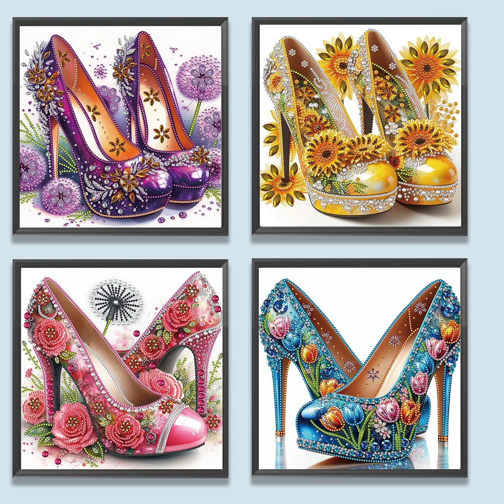 4PCS 30x30cm High Heel 5D DIY Special Shape Crystal Partial Diamond Painting Kit