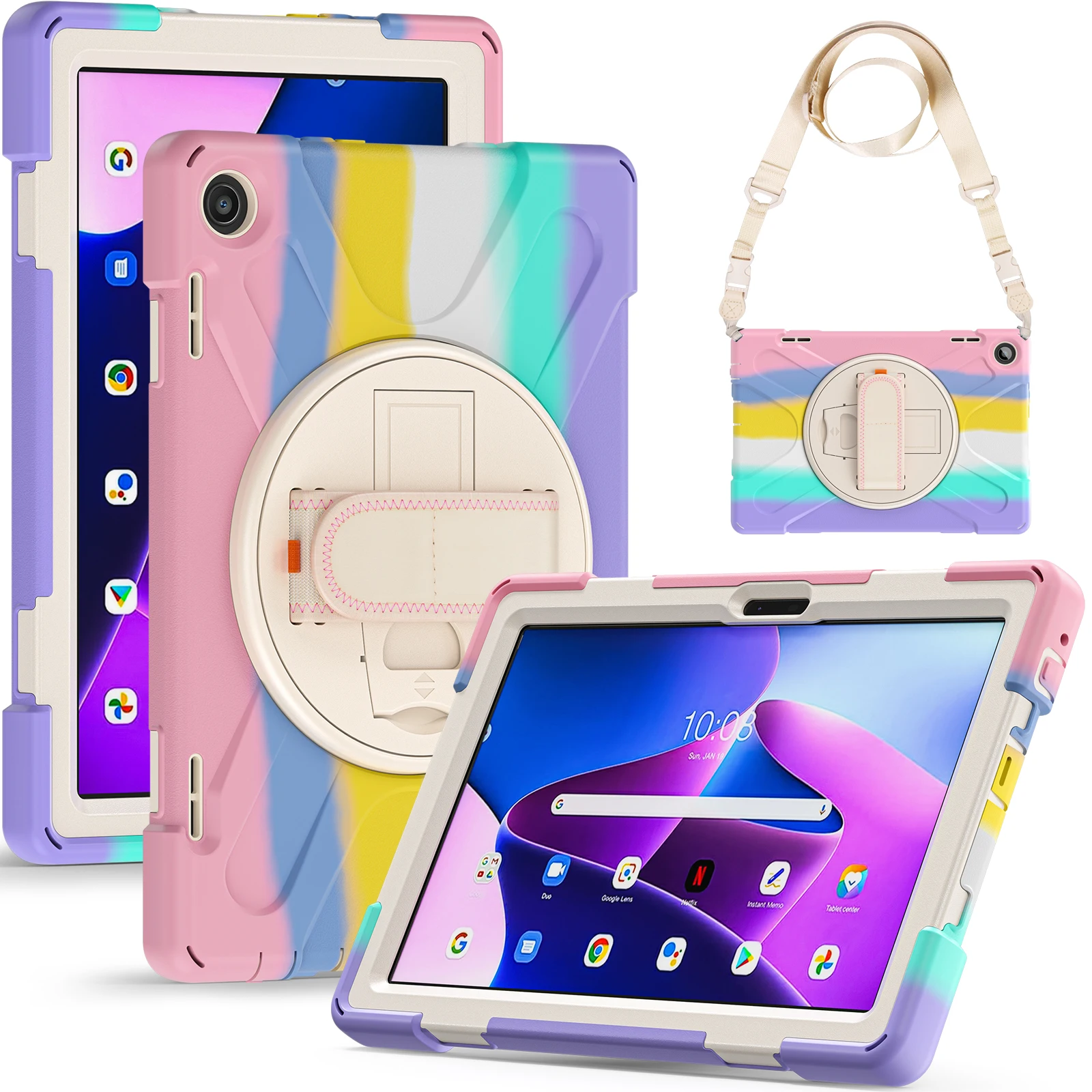 Silicone Shockproof Rotating Stand Case with Handle