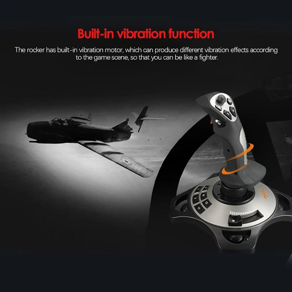 Gros plan sur les boutons et la gâchette du PXN-2113 Pro Joystick de Simulation de Vol - Contrôleur PC avec Retour de Vibration.