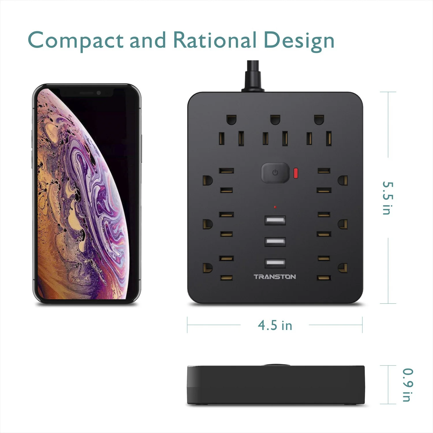 TRANSTON Surge Protector Power Strip 2