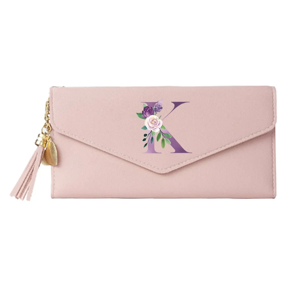 Elegant Purple Letter Print PU Leather Ladies Wallet