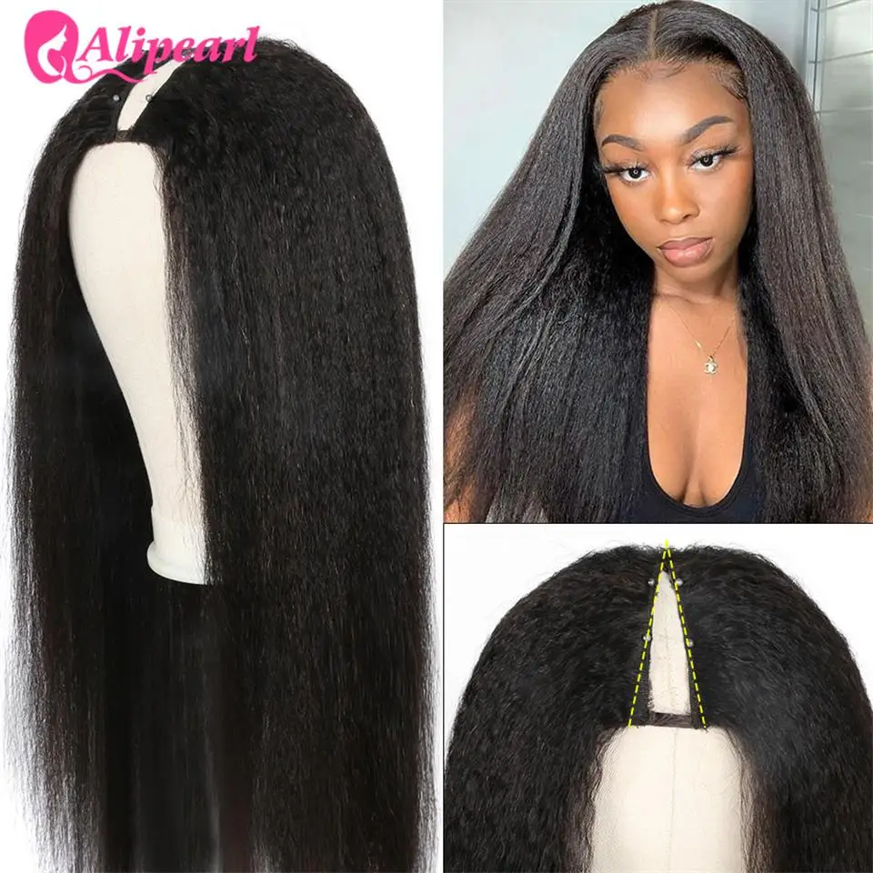 Oswald Pelagisch Tranen Alipearl hair v part pruik kinky steil mensenhaar pruiken voor zwarte  vrouwen 180% dichtheid Braziliaanse remy lijmloze midden v-vorm pruiken -  AliExpress