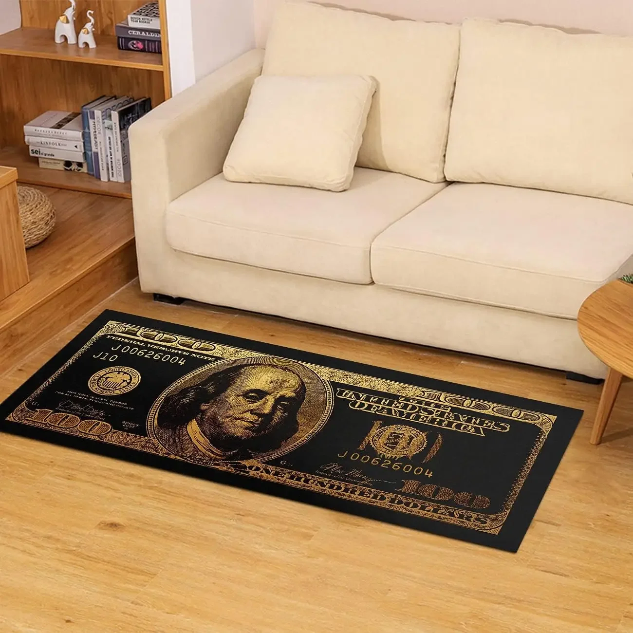 Black Gold 100 Dollar Bill Money Kitchen Floor Mat Home Decor Hallway Balcony Laundry Runners Rugs Bathroom Non-slip DoorMat 6
