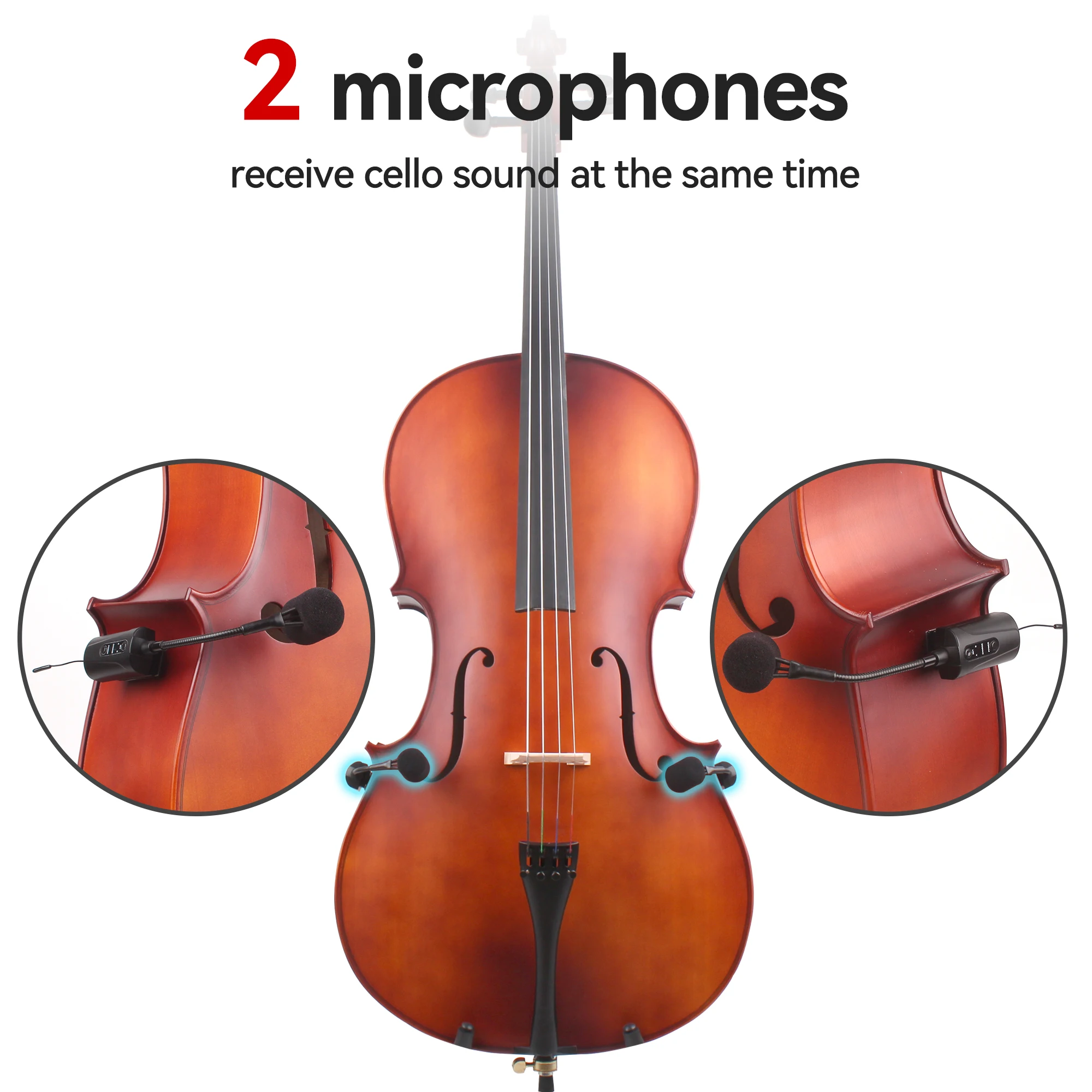 Micrófono inalámbrico para instrumentos, micrófono condensador de clip UHF,  para cuernos, trompetas, clarinetes, saxofones, violonchelo, computadora