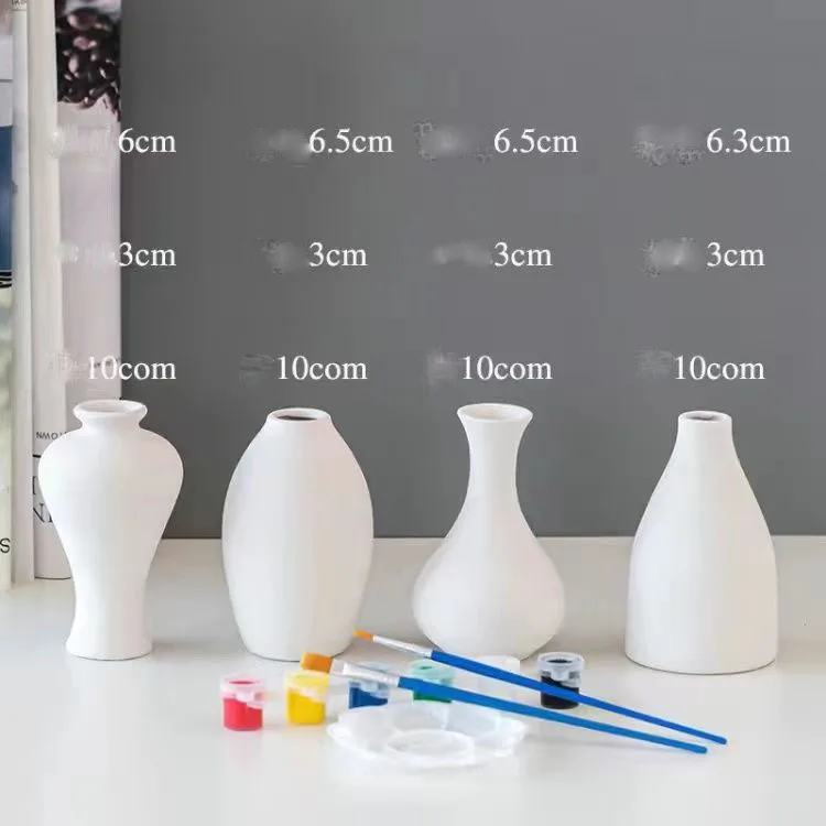 Ceramic Burnt Vase Kindergarten White Embryo Color Painting Handmade Art DIY Model Non Gypsum Handicrafts Flower Pot ZD840