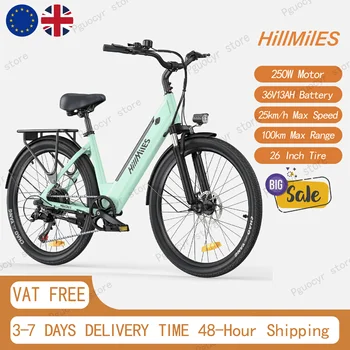 HillMiles MileCity1 E-Bike con Motore da 250W, Batteria al Litio 36V13AH, Bicicletta Elettrica per Adulti con Pneumatici da 26 Pollici per Pendolarismo Urbano