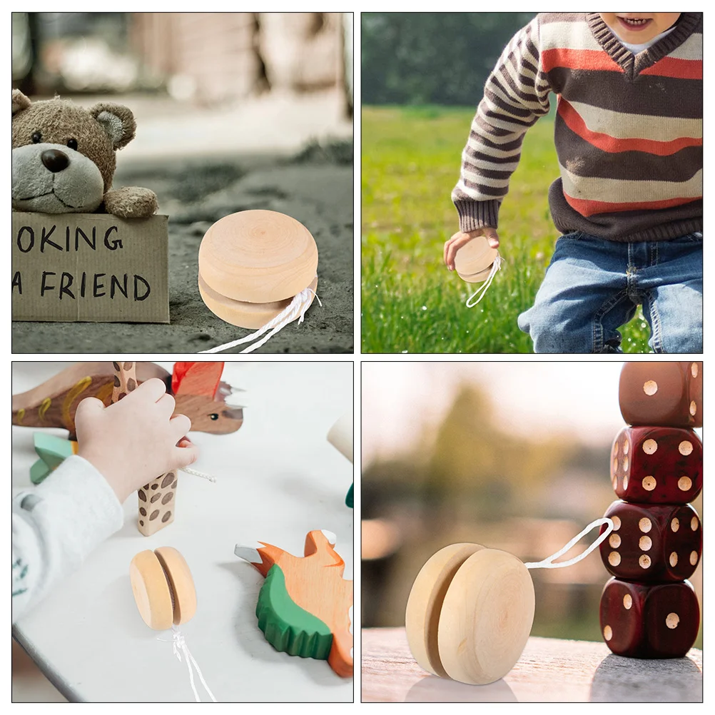 12 Pcs Wooden YoYo Balls Toys Unfinished Kids Playthings Painting Yoyo Ball Creative Wooden Toys Hobby Collectibles Yoyo Safe