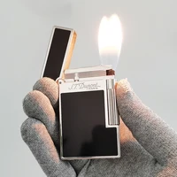 Dual Flame Lighter Copper Smoking Tobacco Tools Cigarette Accessory Lacquer Butane Gas Double Fire Men Gift Collections 1