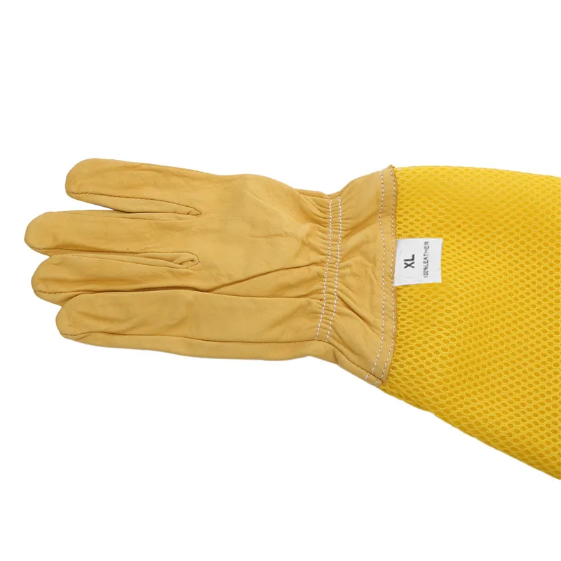 Beekeeper Gloves A Pair of Protective Beekeeping Gloves Net Goatskin Bee Keeping Vented Long Protective Sleeves Beekeeping Equipment And Tools