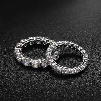 SHSTONE-Anillo de moissanita sortija de compromiso chapada en plata con oro blanco 2