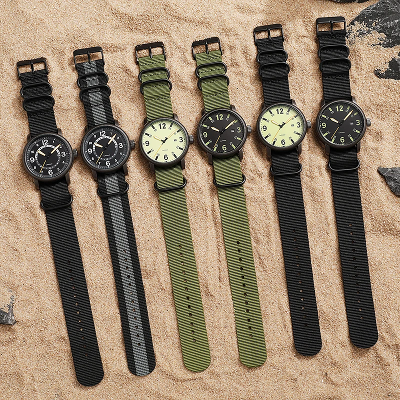 Enhanced Field Watch with Luminous Display and Fabric Strap