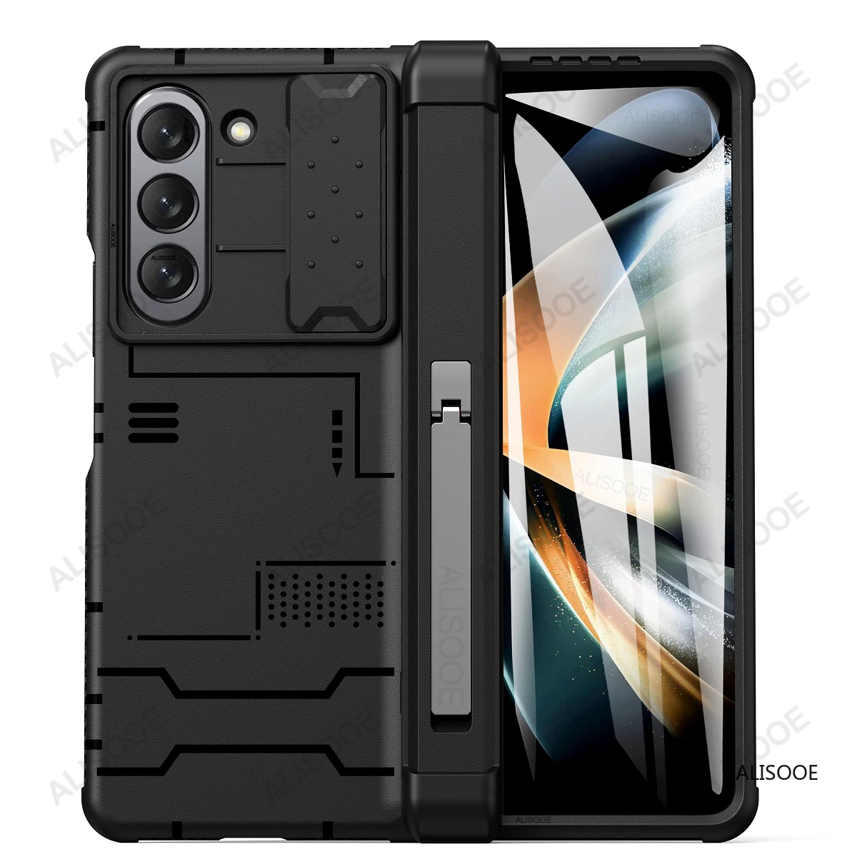 

Прочный армированный чехол для Samsung Galaxy Z, Складывающийся в 5 раз, фоточехол с петлями, Защитный металлический чехол с подставкой, Жесткий Чехол из поликарбоната