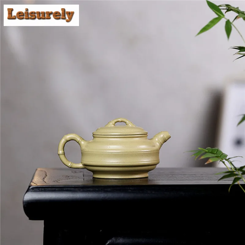 150ml Aesthetic Yixing Purple Clay Teapots Handmade Bamboo Joint Antique Pot Raw Ore Section Mud Kettle Zisha Tea Set Collection