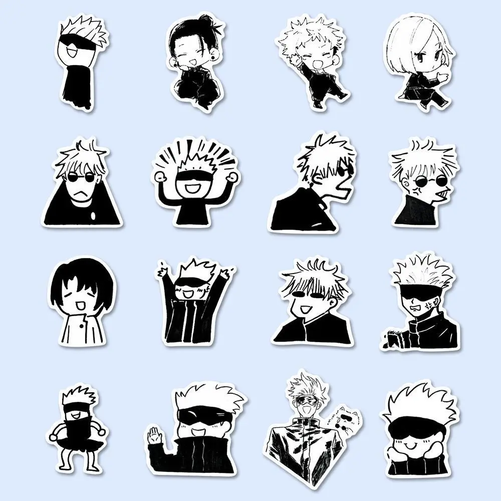 JJK Anime Sticker Gojo Satoru Geto Suguru Stickers Zhou Shu Hui Zhan Black White Manga Style Cute Laptop Phone Case Cute Decor comics photo cards manga photo cards